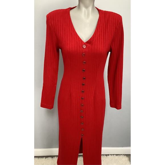 My Michelle 80's Red Button sweater dress size 9/10 - Picture 1 of 4